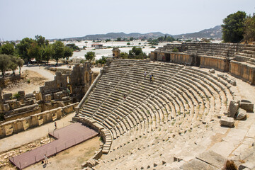 The ancient Lycian amphitheater of the city of Mira in Turkey