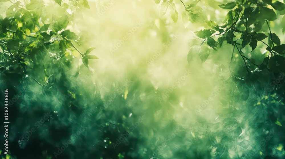 Poster forest wallpaper with gradient washes of color and soft-focus textures in green