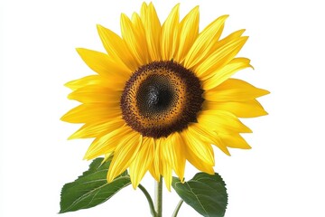 Obraz premium A close-up of a bright yellow sunflower in full bloom against a clear blue sky.