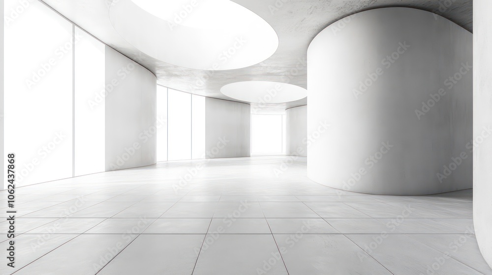 Aufkleber empty minimal abstract architecture building interior or exterior concrete design open space floor c