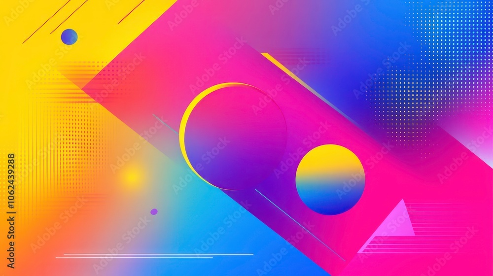 Poster colorful gradients and dynamic polygon shapes with a vibrant abstract geometric background.