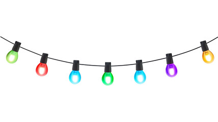 Christmas lights isolated on transparent background.