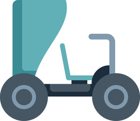 Cartoon moon buggy standing on lunar surface, exploring new planets and galaxies