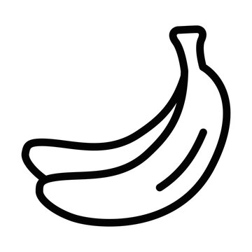 recommend clip art: Minimalist outline of a banana, symbolizing fruit, snack, or healthy eating. Vector illustration. Editable stroke.