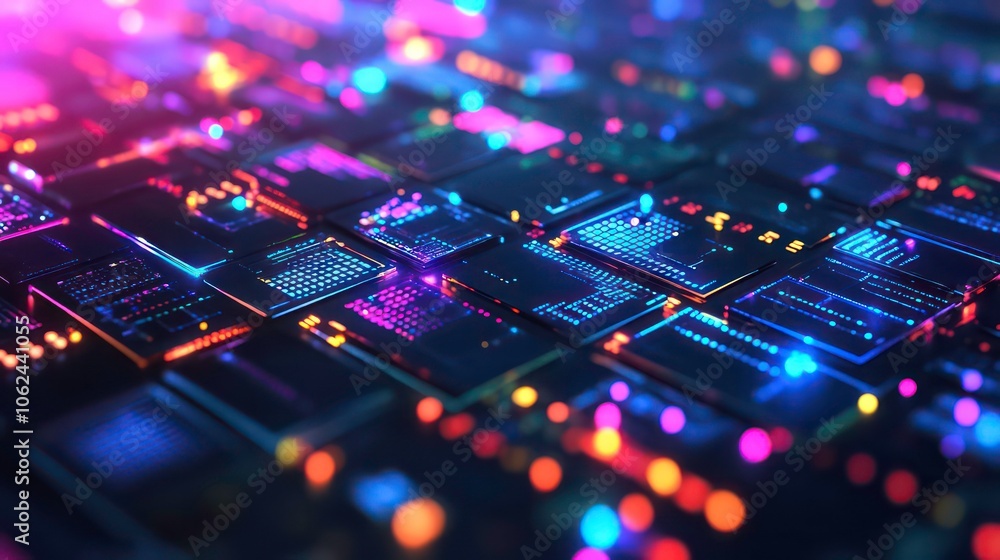 Aufkleber a close-up view of interconnected digital chains, symbolizing blockchain technology.