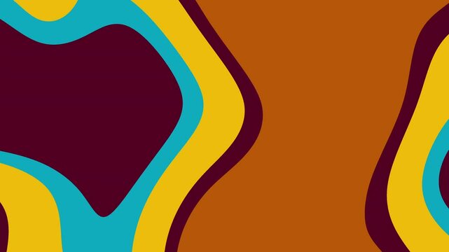 Vibrant abstract motion animation with teal, yellow, and brown organic shapes creating a seamless background. Ideal for design and digital media use.
