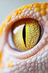 Fototapeta premium A close up of a yellow and white lizard's eye