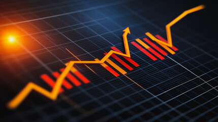 charts and graphs with statistics to innovation analyze business potential and forecast future development of companies growth.