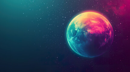 Obraz premium Vibrant cosmic planet against starry galaxy backdrop