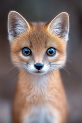 Fototapeta premium A close up of a small red fox with blue eyes