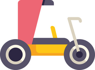 Colorful pedal go kart is waiting to be ridden on a nice summer day