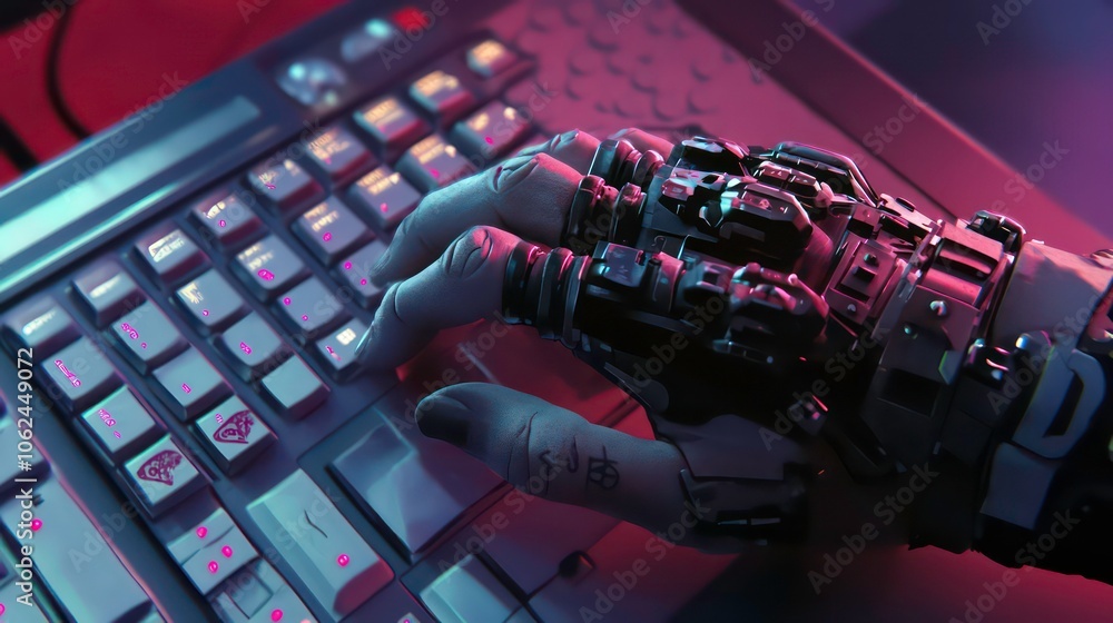 Poster a trader's hand hovering over a keyboard, ready to execute a trade.