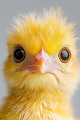 Fototapeta premium A close up of a small yellow chicken with big eyes