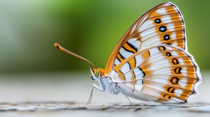 A close up of a butterfly on a wooden surface