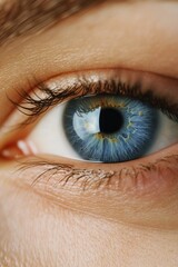  A close up of a woman's blue eye