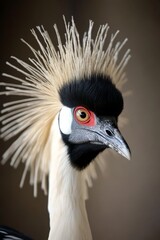 A close up of a bird with a mohawk on its head