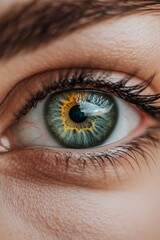  A close up of a woman's green eye