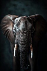  A close up of an elephant's face with tusks