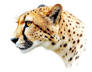 portrait of a cheetah on white background