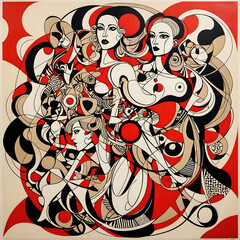 Abstraktion Dynamik der Interaktion von Pers&ouml;nlichkeitspartikeln 1х1. Hintergrund f&uuml;r das Design 4.