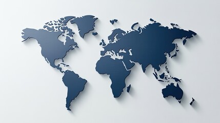 A flat world map features blue network connections on a textured grey background, emphasizing global communication and connectivity