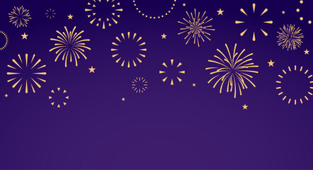 Fireworks background, holiday gold border