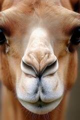 Fototapeta premium A close up of a camel's face looking at the camera