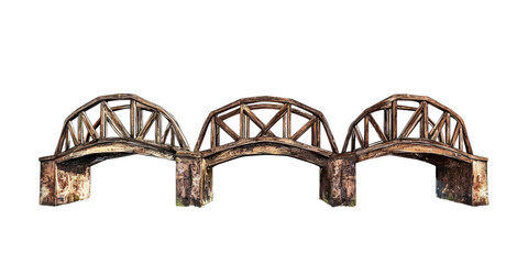Obraz premium set of old bridge with isolated transparent background.