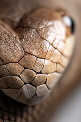  A close up of a snake's head with its mouth open