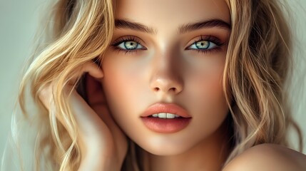 Fototapeta premium Woman with beauty face facial portrait