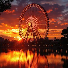 ferris wheel at sunset