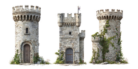 Set of castle isolated transparent background