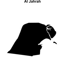 Al Jahrah governorate blank outline map