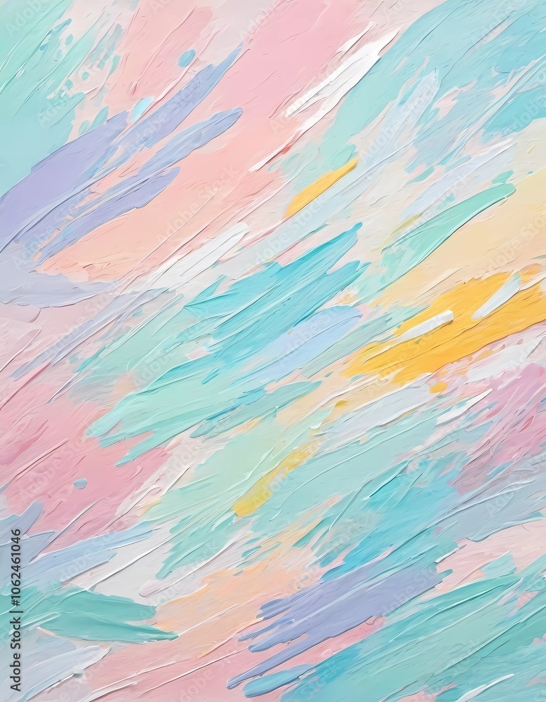 Poster artwork features an abstract design characterized by gentle pastel colors and soft brush strokes, cr