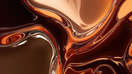 Obraz premium Abstract fluid shapes in warm shades of brown and copper, creating a smooth and elegant visual appeal.