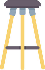 This minimalist illustration features a tall bar stool with a round seat, three legs, and a footrest