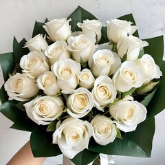 Obraz premium a bouquet of white roses 