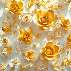 yellow roses 3d illustration  white background  saturated