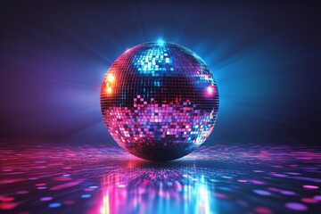 Fototapeta premium Shimmering disco ball reflecting colorful light patterns at a lively dance event