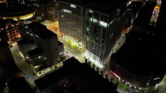 High Angle Footage of Historical Central Wolverhampton City of England United Kingdom. Aerial View Was Captured with Drone's Camera on May 4th, 2024