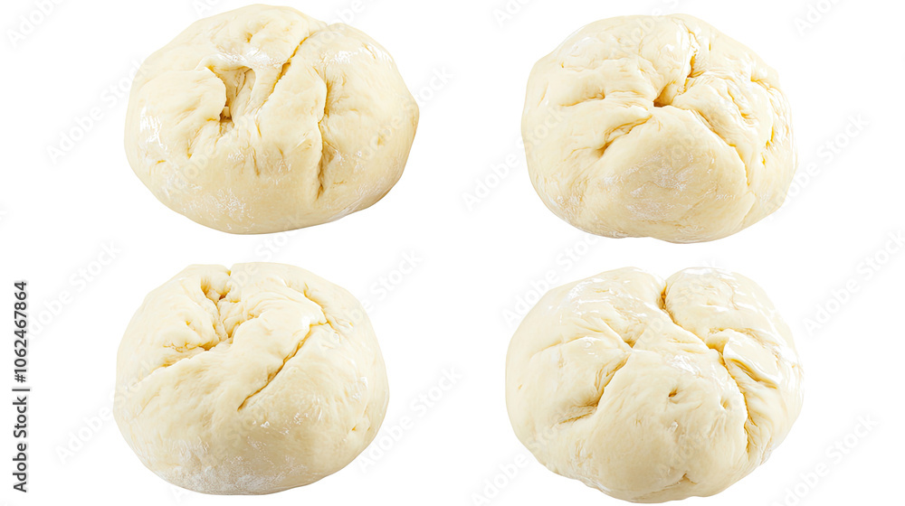 Poster raw dough balls arranged on a transparent background for culinary use generative ai