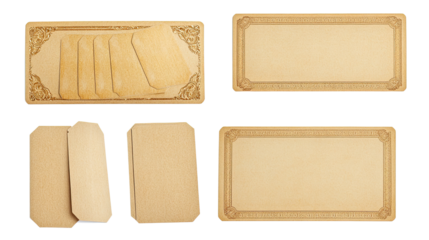 Set of Luxurious Blank Golden Tickets on a Transparent Background Generative AI