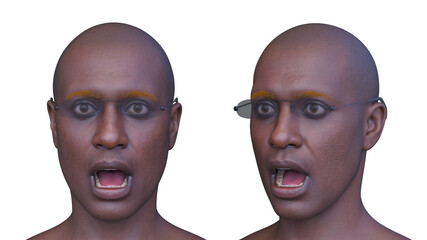 サングラスをかけた男性の顔アップ　3DCGレンダリング