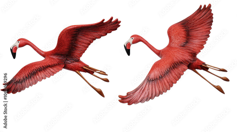 Aufkleber red flamingos soaring gracefully in a bright and lively display generative ai