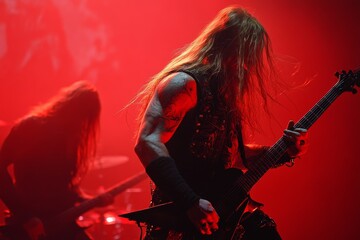 Fototapeta premium people and musicians having best time and fun heavy metal music concert 