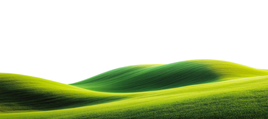 Green Hills Meadows Panorama Banner Isolated on White and Png Transparent Background