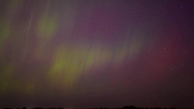 Northern Lights Timelapse from Iowa City, Iowa on October 11th 2024 Over Passing Vehicles on Interstate I80. 10.11.24.