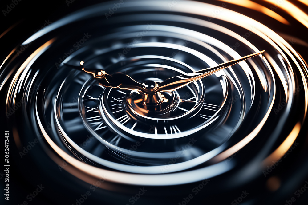 Poster the spiral clock face intertwines elegance and time, drawing the viewer into its intricate, flowing 