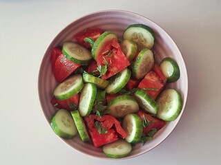 cucumber and tomatoes