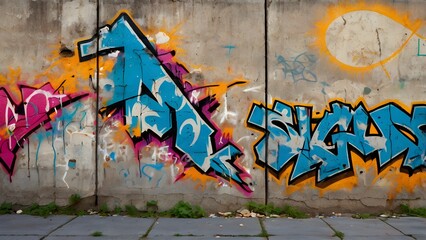 Dynamic Urban Concrete Texture with Vibrant Graffiti Art and Raw Details